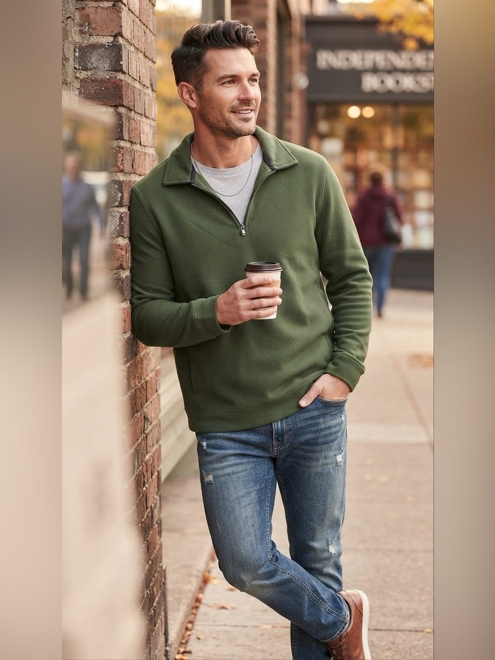 Croft & Barrow Mens Extra Forest Green Quarter Zip Fleece Pullover Sweatshirt